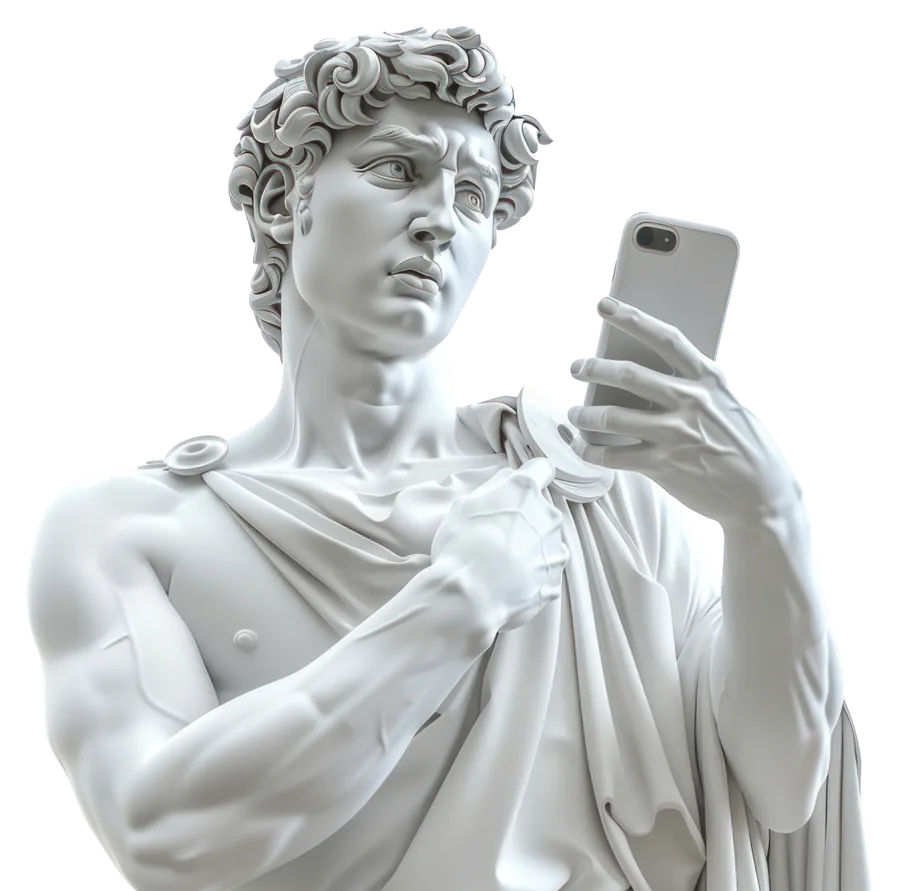 Estátua AN1 com smartphone: ABM com agentes de IA
